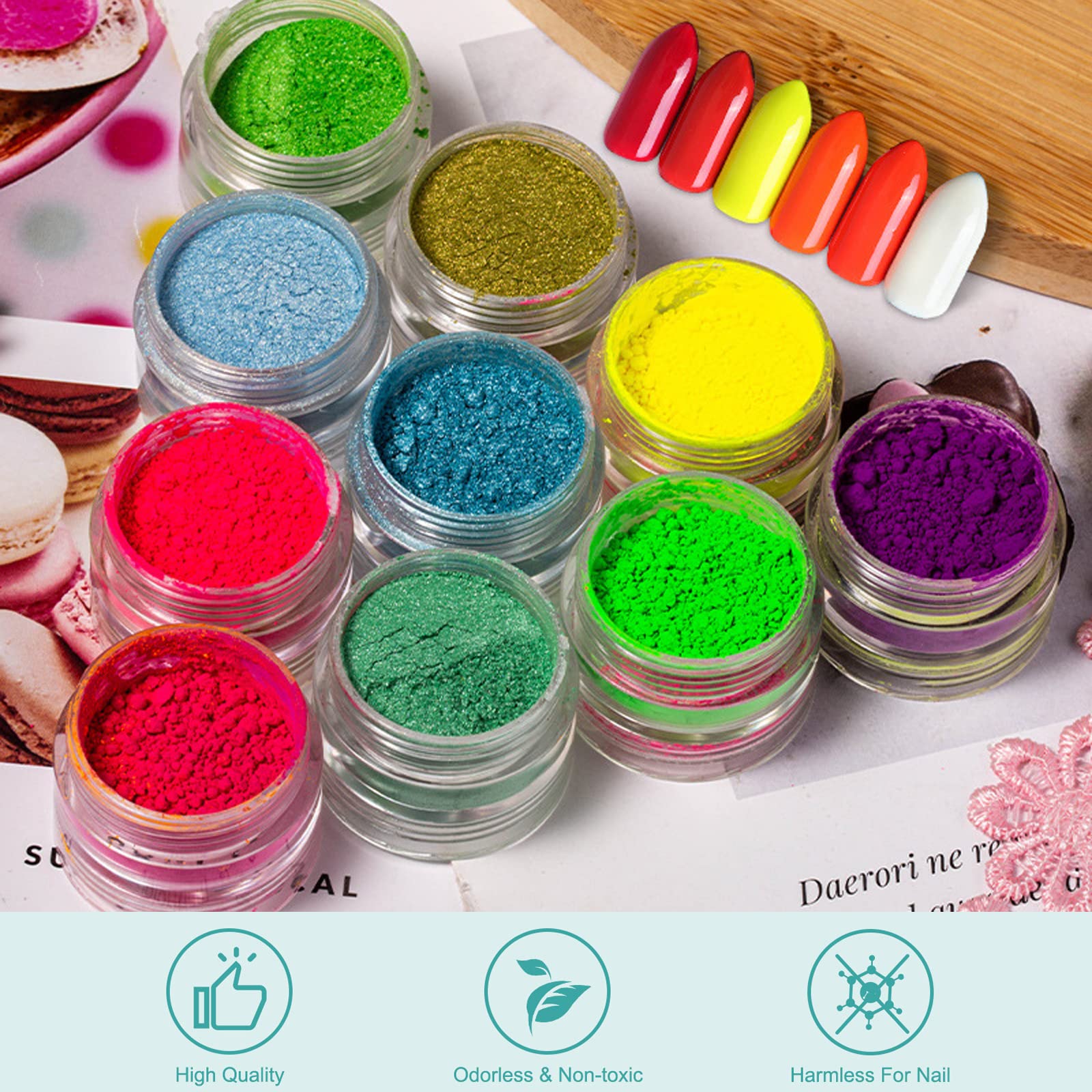 Amazon.co.jp: ネイルパウダー 24色セット 蛍光 ネオンパウダー 顔料